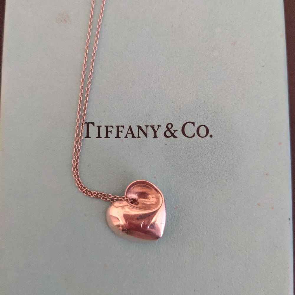 Tiffany & Co Silver Folded Heart Love Necklace